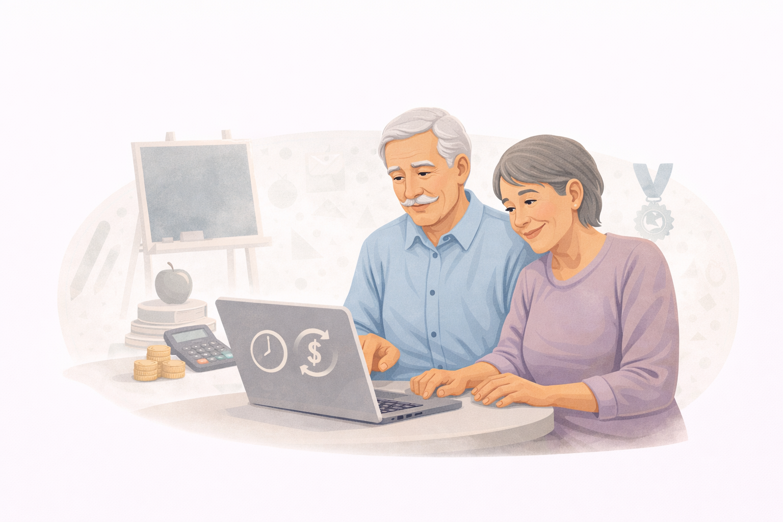 Professor em sala de aula conquistando o direito à aposentadoria