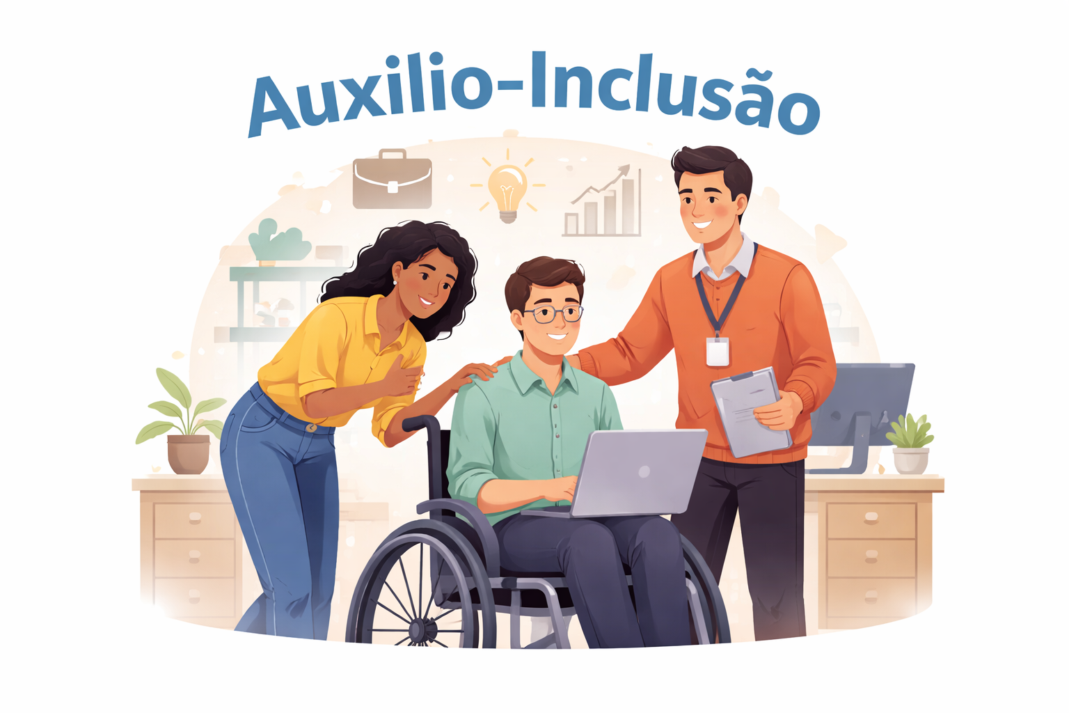 Pessoa com deficiência trabalhando com suporte previdenciário